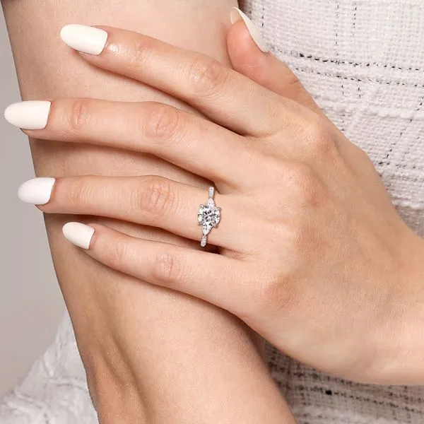 Gabrile 3 stone engagemen ring for round