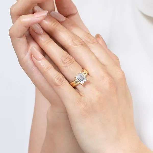 Gabriel Emerald cut solitaire engagement ring