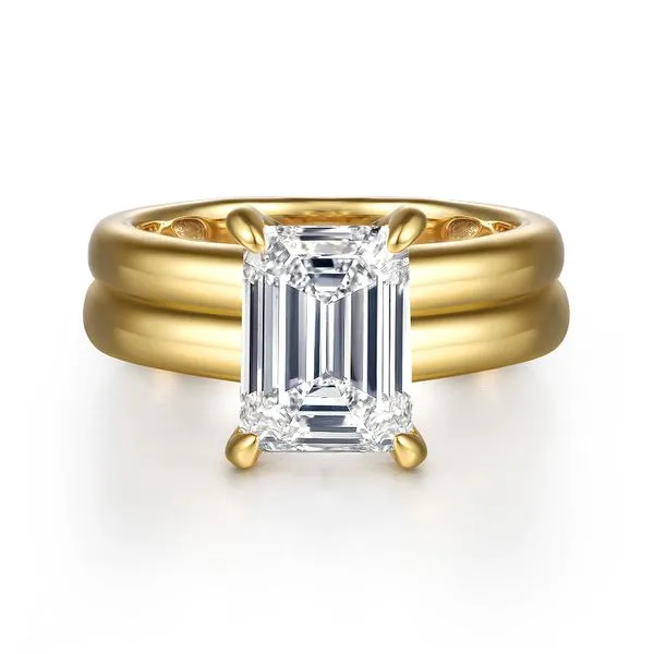 Gabriel Emerald cut solitaire engagement ring