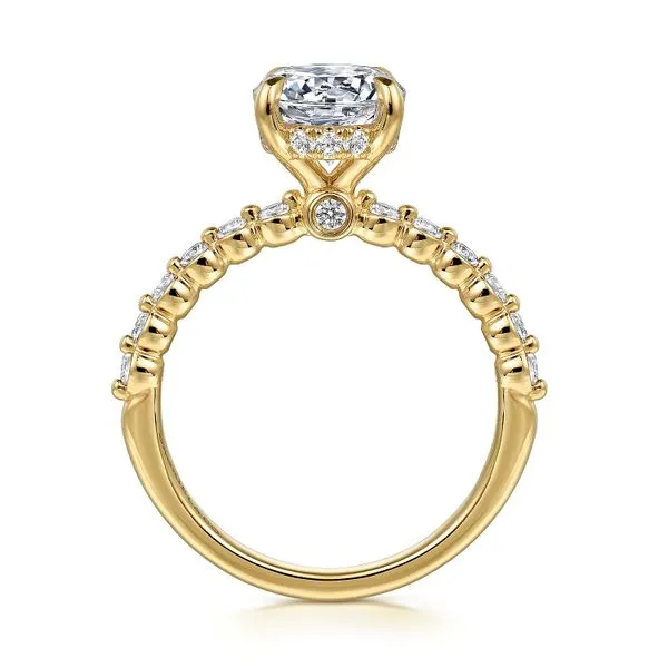 Gabriel Round Engagement ring with single row Bezel diamonds