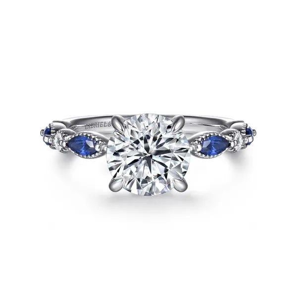 Gabriel Sapphire and diamond engagement ring