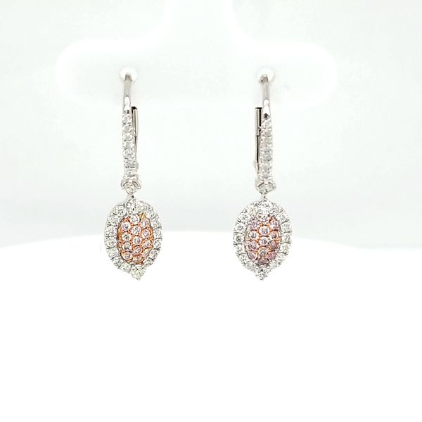 14kt Pink and White Diamond Dangle Earrings Image 2 Carroll's Jewelers Doylestown, PA