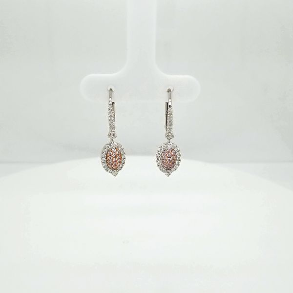 14kt Pink and White Diamond Dangle Earrings Carroll's Jewelers Doylestown, PA