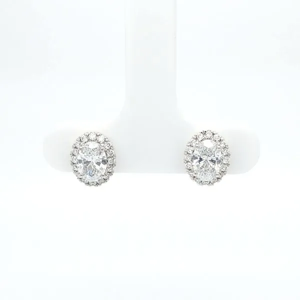 14kt WG Lab Grown Diamond Oval cluster studs