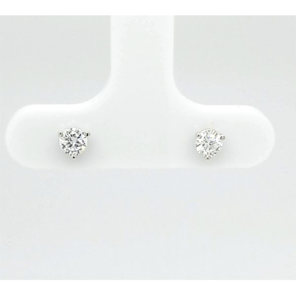 14kt white gold 3 prong lab grown diamond stud earrings = .50ct Carroll's Jewelers Doylestown, PA