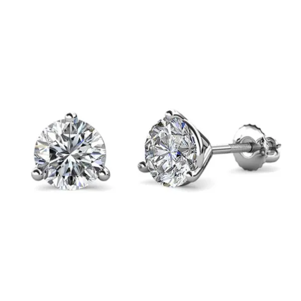 14kt white gold 3 prong diamond stud earrings = .75ct. total weight Carroll's Jewelers Doylestown, PA