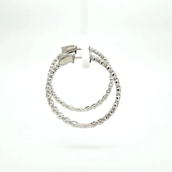 14kt WG 2.00ct TW Lab Grown Diamond Bezel Hoop Earrings