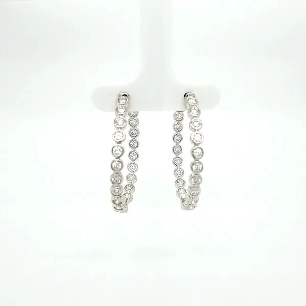 14kt WG 2.00ct TW Lab Grown Diamond Bezel Hoop Earrings
