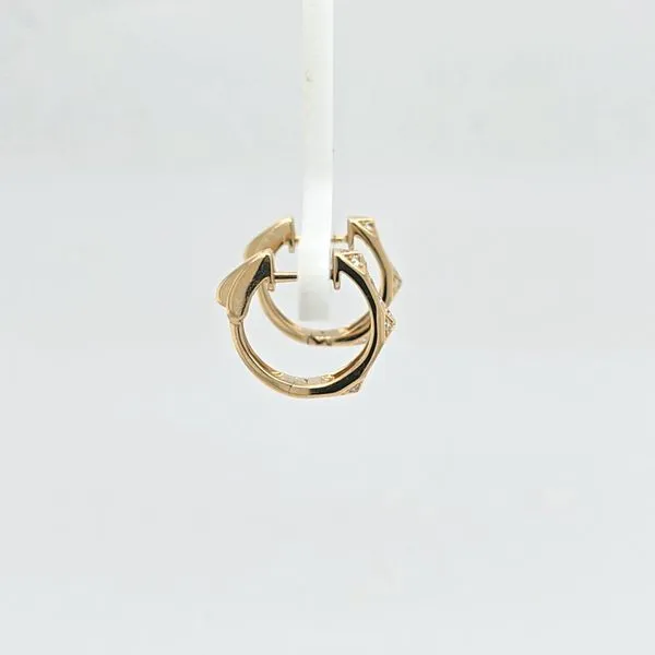 14kt YG Diamond Huggie Hoop Earrings