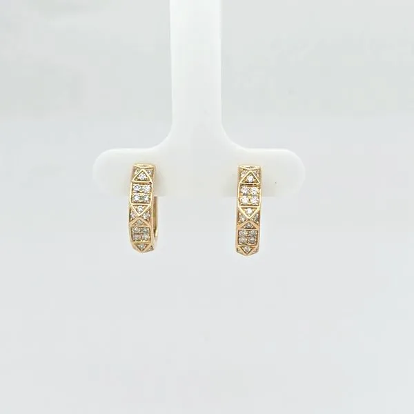 14kt YG Diamond Huggie Hoop Earrings