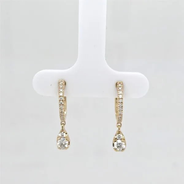 14kt YG Diamond Pave Drop Earrings