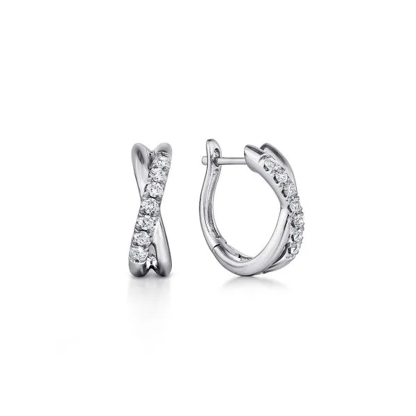 14kt WG Diamond Huggie Earrings Carroll's Jewelers Doylestown, PA