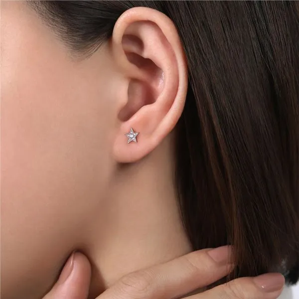 14kt WG Diamond Star Stud Earrings