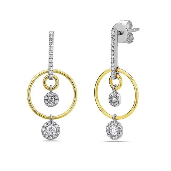 14kt 2Tone Diamond Dangle Earrings