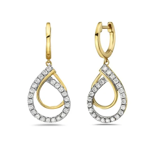 14kt 2 Tone Diamond Dangle Earrings