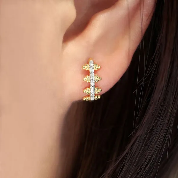 14kt YG Gabriel Bujukan Diamond Hoop Earrings Image 2 Carroll's Jewelers Doylestown, PA