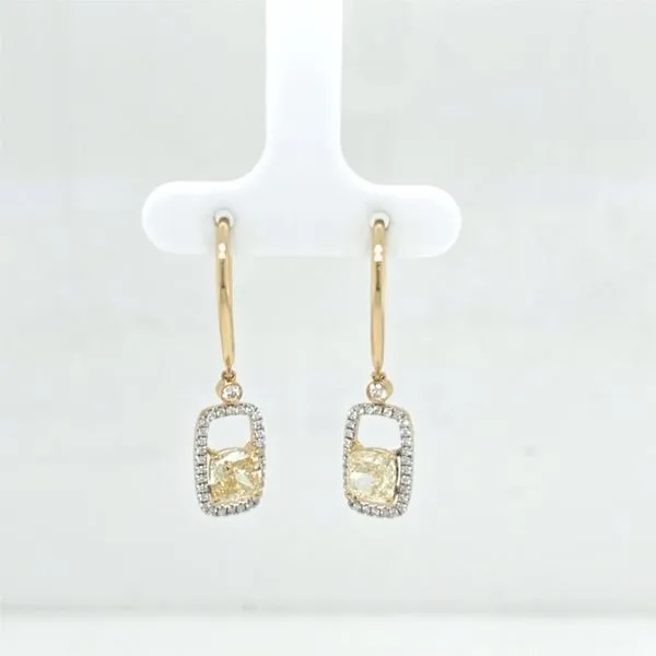 14k YG LG Yellow Diamond Dangle Earrings thumb image 2