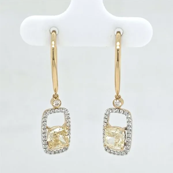 14k YG LG Yellow Diamond Dangle Earrings thumb image 1