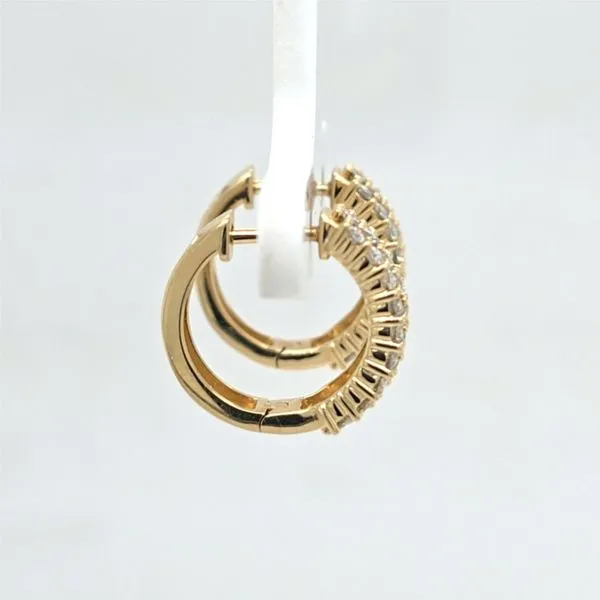 14kt YG LG Diamond Pave Hoop Earrings Image 2 Carroll's Jewelers Doylestown, PA