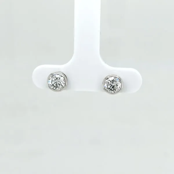 14kt WG 1c TW LG Bezel stud earrings Carroll's Jewelers Doylestown, PA