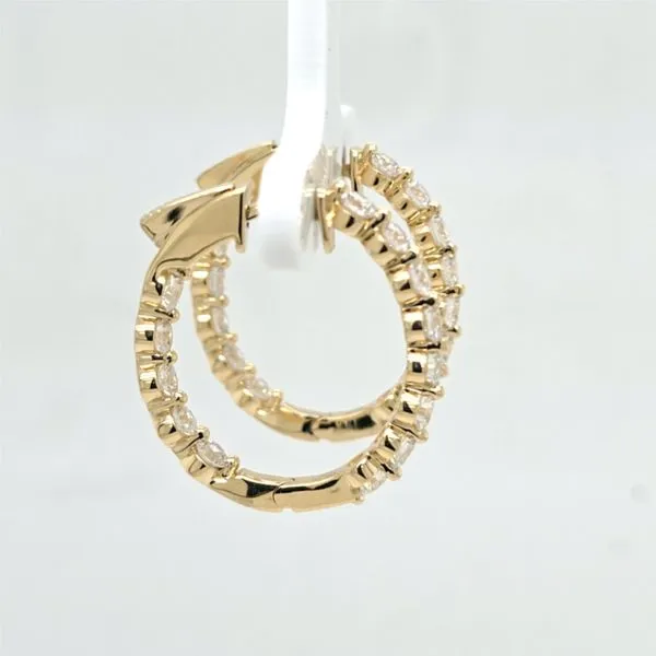 14kt YG 3ct TW Diamond Inside/Out Hoop Earrings Image 2 Carroll's Jewelers Doylestown, PA