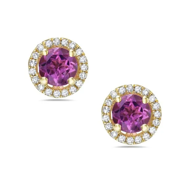 14kt YG Pink Tourmaline and Diamond Stud earrings