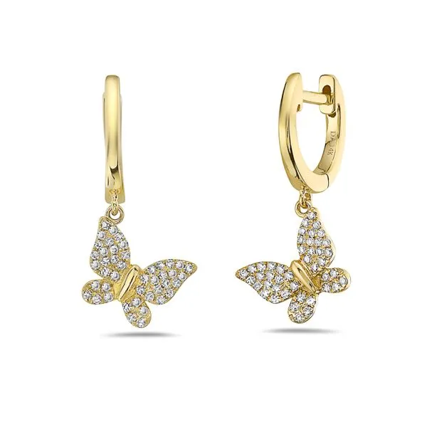14kt 2 tone Diamond Butterfly Earrings