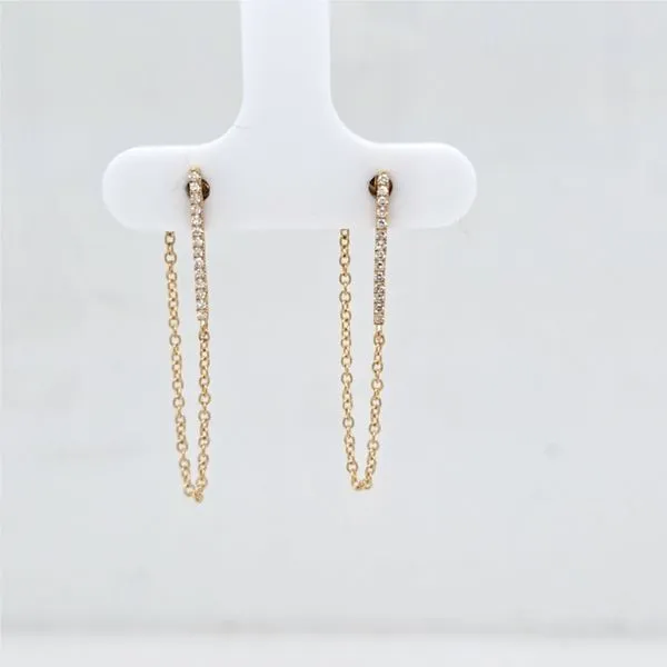 14kt YG Dangle Chain Earrings with Diamonds thumb image 1