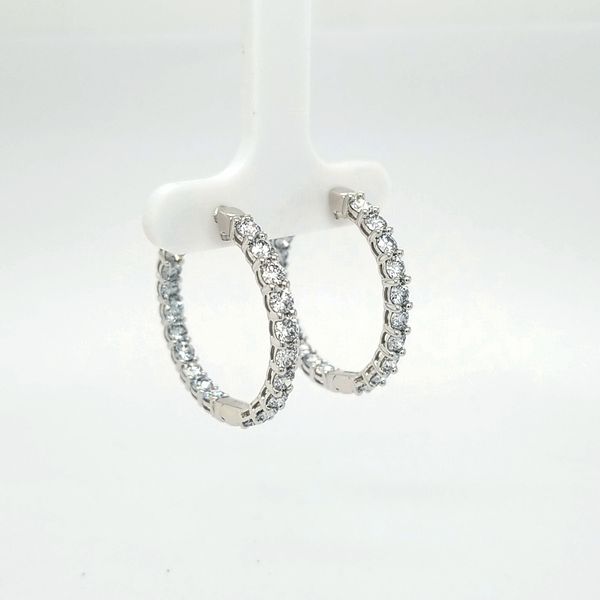 14kt WG 3.00ct TW Lab Grown Diamond Hoops Carroll's Jewelers Doylestown, PA