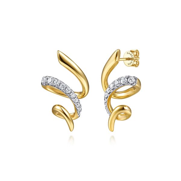 Gabriel Diamond Swirl Drop Earrings Carroll's Jewelers Doylestown, PA
