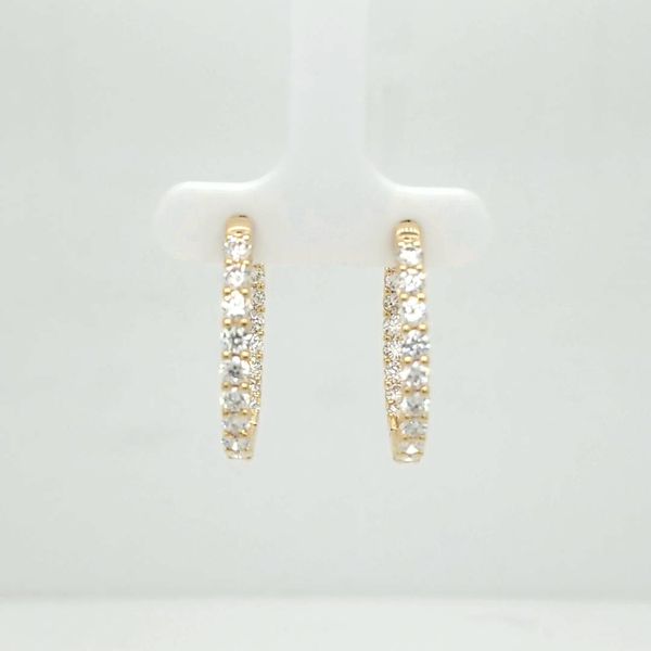 14kt YG 3ct TW Lab Grown Diamond Hoop Earrings Carroll's Jewelers Doylestown, PA