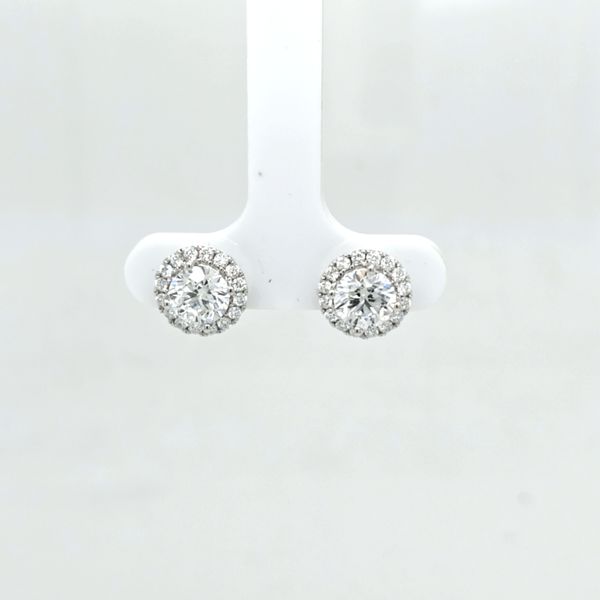 14kt WG LG Diamond Halo Stud Earrings Carroll's Jewelers Doylestown, PA
