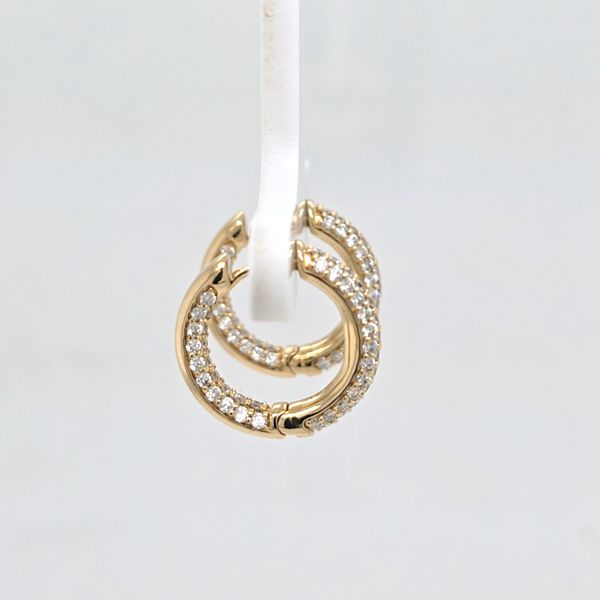14kt YG Diamond Pave Hoop Earrings Image 2 Carroll's Jewelers Doylestown, PA