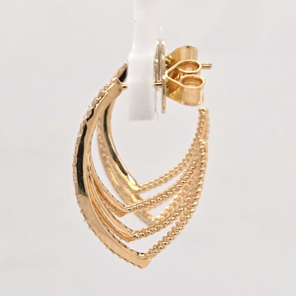 14kt YG 3 Row Hoop Earrings Image 2 Carroll's Jewelers Doylestown, PA