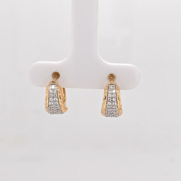 14kt YG 2 Tone Diamond Hoops Carroll's Jewelers Doylestown, PA