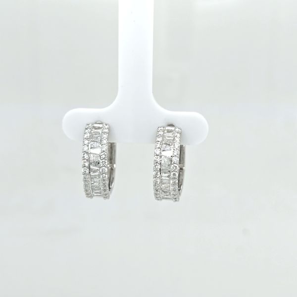 14kt WG LG 1.51ct TW three row diamond hoops Carroll's Jewelers Doylestown, PA