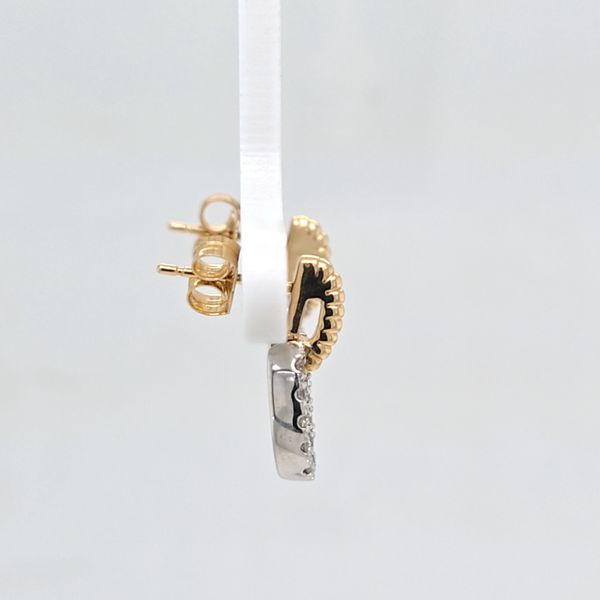 2 Tone Diamond Link Post Earrings Image 2 Carroll's Jewelers Doylestown, PA