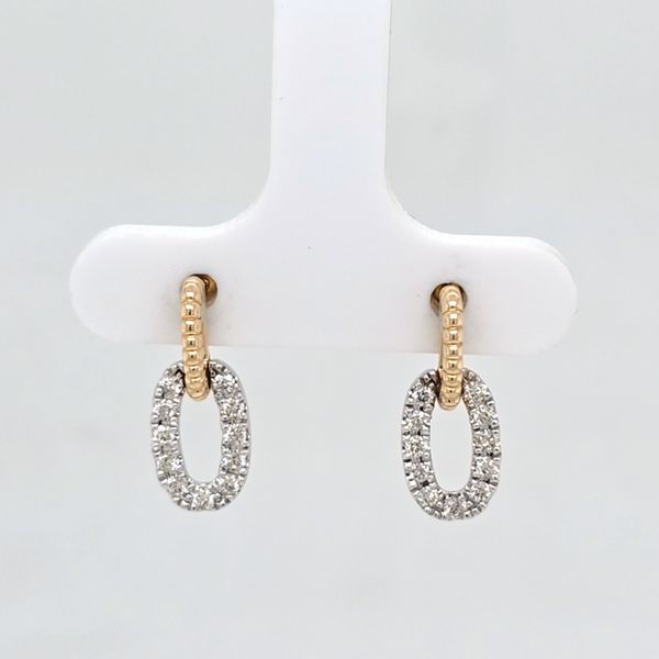 2 Tone Diamond Link Post Earrings Carroll's Jewelers Doylestown, PA