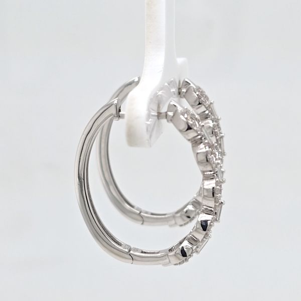 White Gold Diamond Link Hoop Earrings Image 2 Carroll's Jewelers Doylestown, PA