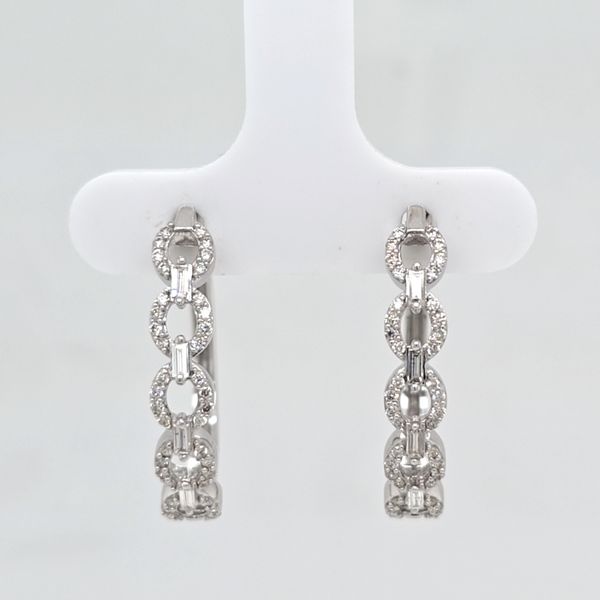White Gold Diamond Link Hoop Earrings Carroll's Jewelers Doylestown, PA