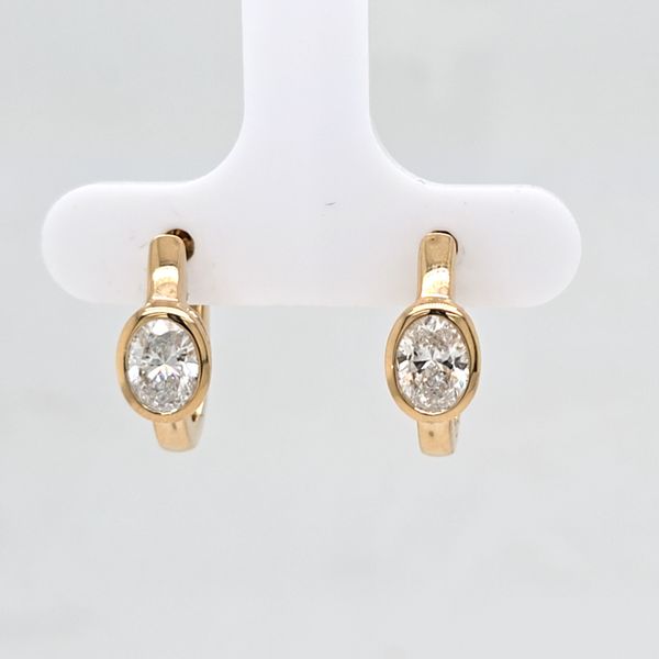 LG Oval Diamond Huggie Hoop Earrings Image 2 Carroll's Jewelers Doylestown, PA