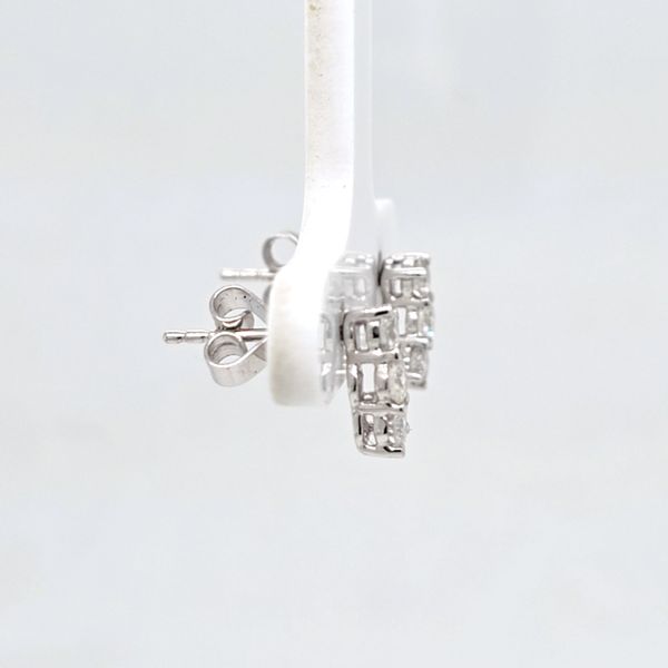 WG Diamond 3 Stone Post Earrings Image 2 Carroll's Jewelers Doylestown, PA