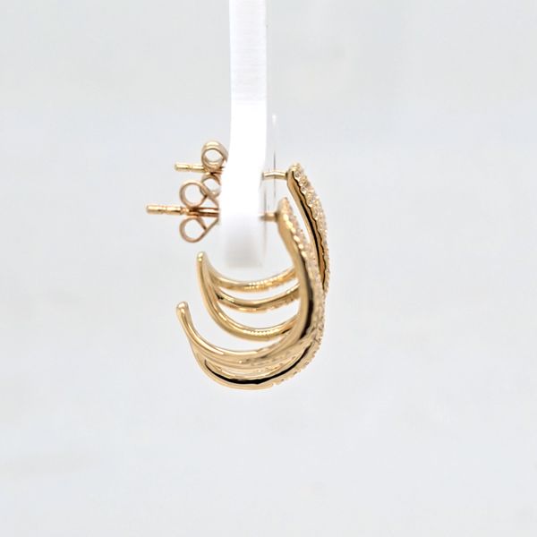 3 Row Diamond J Hoop Earrings Image 2 Carroll's Jewelers Doylestown, PA