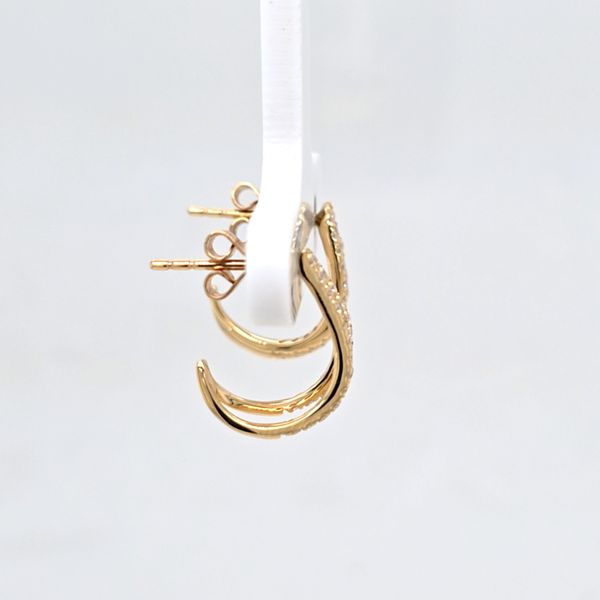 2 Row Diamond J Hoop Earrings Image 2 Carroll's Jewelers Doylestown, PA