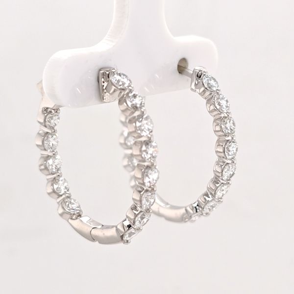 14kt WG 3ct TW Diamond Inside/Out Hoop Earrings Image 2 Carroll's Jewelers Doylestown, PA