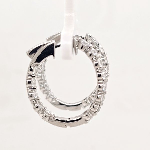 14kt WG 3ct TW Diamond Inside/Out Hoop Earrings Image 3 Carroll's Jewelers Doylestown, PA