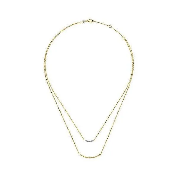 14kt YG Double strand diamod necklace Image 2 Carroll's Jewelers Doylestown, PA