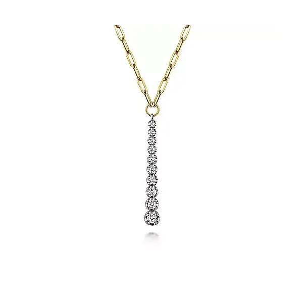 14kt 2 Tone Diamond Bar and link chain pendant Carroll's Jewelers Doylestown, PA