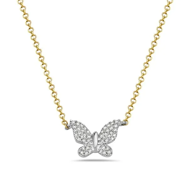 14kt Two Tone Pave Diamond Butterfly Pendant Carroll's Jewelers Doylestown, PA