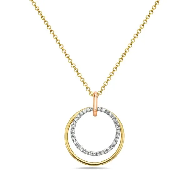 14kt 2 tone diamond circle pendant similar item image